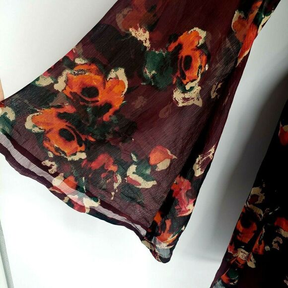Abercrombie & Fitch Maroon Floral Fall Dress Boho - Picture 8 of 14